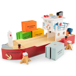 New Classic Toys - Containerschiff mit 4 Containern